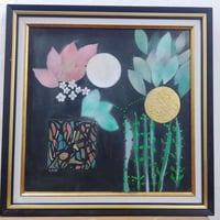 لوحه للفنانه نادره عزوز قياس 40×40 مواد مختلفه على كانفس  التواصل خاص ...