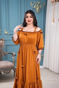 فستان ساحلي • زبدة تركي • فري سايز ١١٠ كيلو