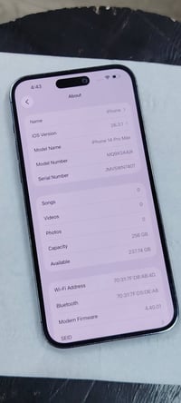 ايفون 14 برو ماكس   سعر 840  ماستر نموذج M   ذاكرة / 256  بطاريه / 90 ...