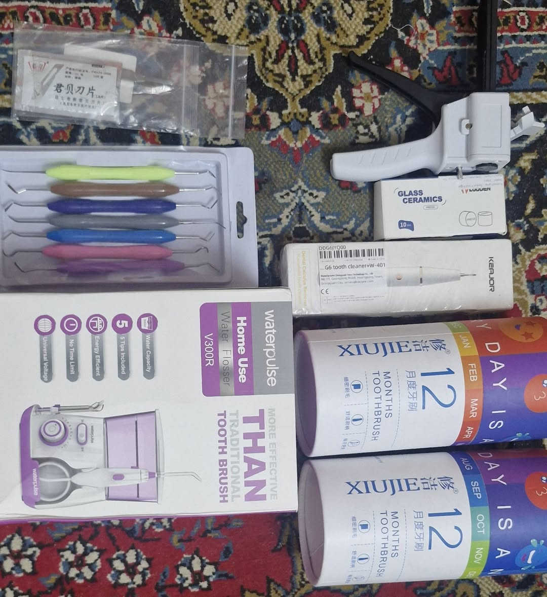 شلعة مستلزمات طب اسنان 🔥
Dental floss  عدد 14 كيس(نوع اول)
Dental floss عدد 2 كيس (نوع ثاني)
كت ادوات للحشوات التجميلية (كمبوزت)
جهاز خيط الاسنان المائي (home use) water floss
تغليفات كلاس سيراميك(Glass ceramics ) باكيت يحتوي على 10 قطع model  (LT A1)
مشرط جراحي مع Blade surgical  عدد 23  
جهاز مال طبعات 
جهاز ازالة تكلسات منزلي 
علبتين Tooth brush كل علبة داخلها فرش اسنان 12 فرشة مقسمة على عدد شهور السنة 🪐


**إذا كنت صاحب هذا الإعلان وتريد حذفه لأي سبب، رجاءا أرسل رسالة إلى الدعم الفني**