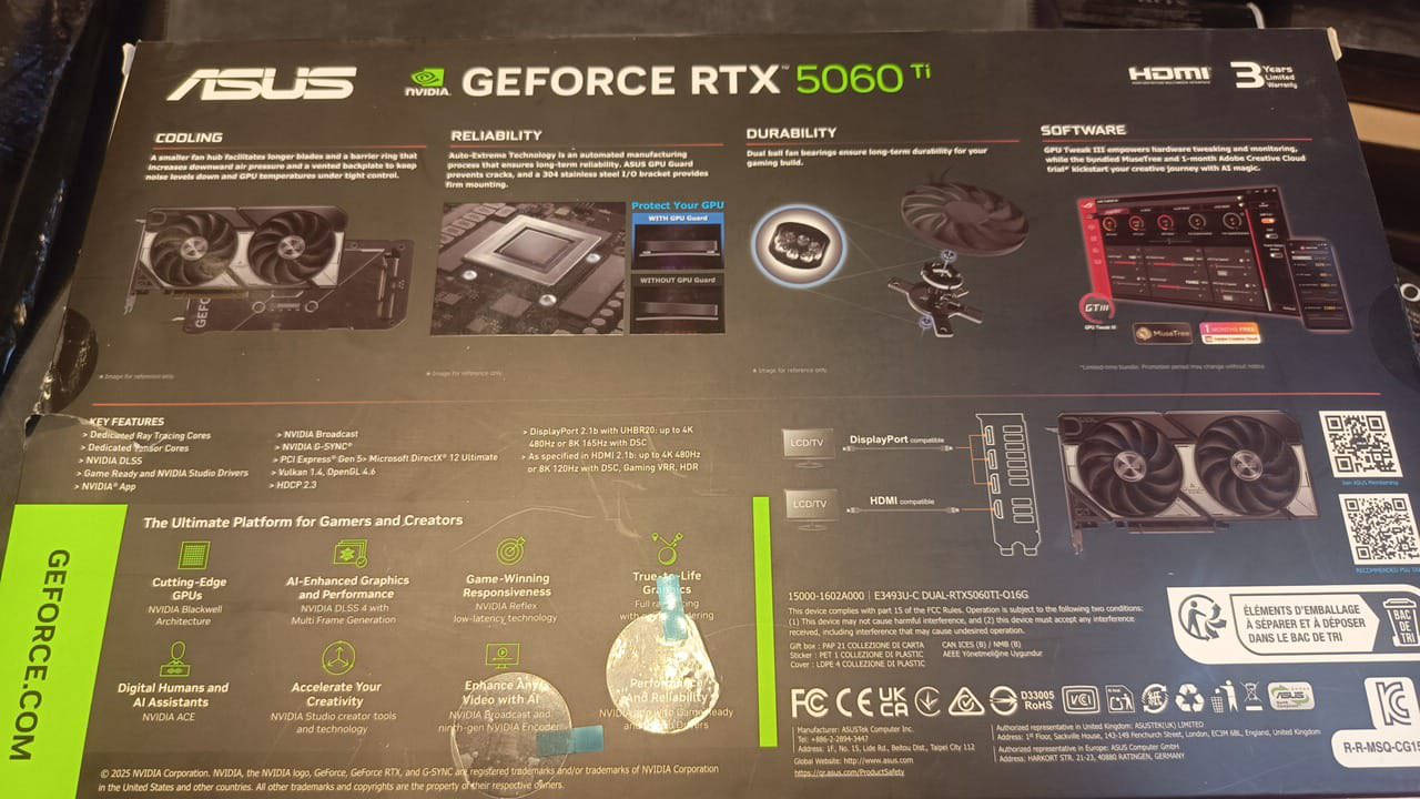 كارت  RTX 5060ti 16gb GDDR7  ASUS DUAL OC EDITION جديد مستخدم اسبوع واحد نضافه 100% سعره 740 مكاني بغداد الشعب ومتوفر توصيل


**إذا كنت صاحب هذا الإعلان وتريد حذفه لأي سبب، رجاءا أرسل رسالة إلى الدعم الفني**