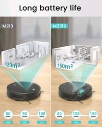 • 🌀 [شفط فائق] بقوة شفط فائقة تبلغ 3200 باسكال، تلتقط مكنسة M213S الرو...