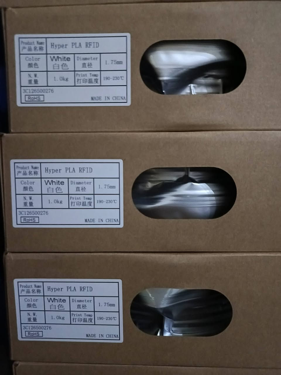 السلام عليكم 
توفر فلمنت   creality hyper pla RFID.  كميات محدودة 
ابيض /white 
اسود /black 
رمادي/ Gray
لون البشرة /skin 
اصفر / yellow 
والوان اخرى 
السعر 25,000
يتوفر توصيل لكافة محافظات العراق


**إذا كنت صاحب هذا الإعلان وتريد حذفه لأي سبب، رجاءا أرسل رسالة إلى الدعم الفني**
