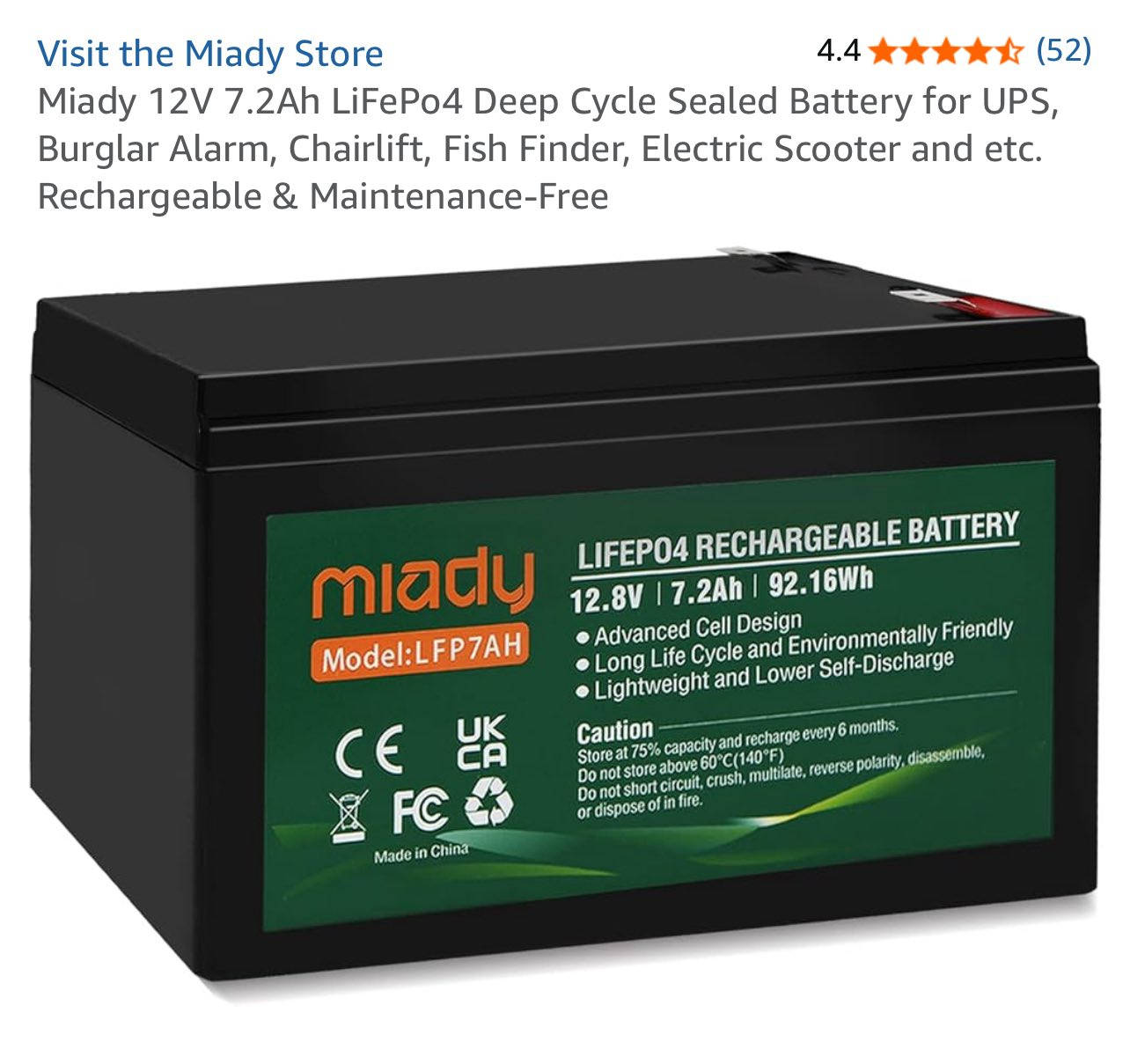 بطارية من شركة miady
12.8v / 7.2 Ah
للدراجات او الواح طاقه شمسيه 
وزنها ثكيل جديده شغاله


**إذا كنت صاحب هذا الإعلان وتريد حذفه لأي سبب، رجاءا أرسل رسالة إلى الدعم الفني**
