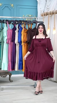 فستان ساحلي • زبدة تركي • فري سايز لحد ١١٠ كيلو