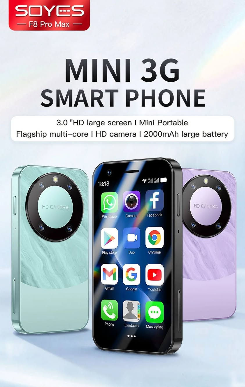 هاتف SOYES F8 Pro Max الذكي الصغير جدا 
يتميز الهاتف بحجم مدمج للغاية، مما يجعله خيارًا مناسبًا للمستخدمين الذين يفضلون الأجهزة الصغيرة. 
يعمل الهاتف بنظام التشغيل Android 8.1 ويدعم تطبيقات شائعة مثل WhatsApp و Facebook و YouTube. 
يحتوي الجهاز على شاشة عالية الدقة مقاس 3.0 بوصة، ومعالج رباعي النواة، وذاكرة وصول عشوائي (RAM) بسعة 1 جيجابايت، وذاكرة تخزين داخلية بسعة 16 جيجابايت. 
يتضمن ميزات الاتصال بشبكة الجيل الثالث (3G) و Wi-Fi و Bluetooth، بالإضافة إلى كاميرا خلفية بدقة 2 ميجابكسل ودعم شريحتين SIM. 
يمكن فتح قفل الهاتف باستخدام تقنية التعرف على الوجه لمزيد من الأمان.

سعر 40 مع توصيل

للحجز والاستفسار واتساب ***********

يوجد توصيل لكل محافضات العراق

#أمزون #اوربي #سروال #طلعة #كشخة #ستايل #نسائي #ملابس #بجامة #اناقة #اوربي #سروال #طلعة #كشخة #ستايل #نسائي #ملابس #بجامة #اناقة #اوربي #سروال #طلعة #كشخة #ستايل #نسائي
