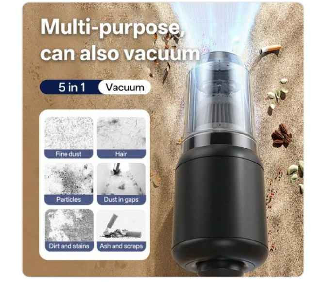 "مكنسة وحدة… خمس وظائف! 🚀 للبيت والسيارة بلا تعب!"
 هالمكنسة 5 في 1 تسحب، تدفع، تنظف الزجاج، تعبّي الميّ، وتفرّغ الهواء – كلشي تحتاجينه بمكان واحد.
✨ مميزات المنتج
1️⃣ 5 في 1 – مكنسة، مضخة، جهاز فراغي، منظف نوافذ، ومنافخ للغبار.
 2️⃣ شفط قوي 5000 با – تشيل الغبار، الرمل، شعر الحيوانات، وكامل الأوساخ بسهولة.
 3️⃣ فلترة مزدوجة – تنظف الهوا بكل فعالية، والفلاتر تنغسل بسهولة بالماء.
 4️⃣ بلا سلك، 25 دقيقة – بطارية 2000 مللي أمبير تكفي تنظيف كل الزوايا بدون تعب.
 5️⃣ شحن Type-C – تشحنينه بالبيت، بالسيارة، أو حتى من اللابتوب.
 6️⃣ TPR منظف الزجاج – تنظف النوافذ بلا خدوش أو خطوط.
 7️⃣ صغير وخفيف – سهل التخزين والحمل، تقدرين تاخذينه وياج وين ما تحبين. بعقوبة, ديالى


**إذا كنت صاحب هذا الإعلان وتريد حذفه لأي سبب، رجاءا أرسل رسالة إلى الدعم الفني**