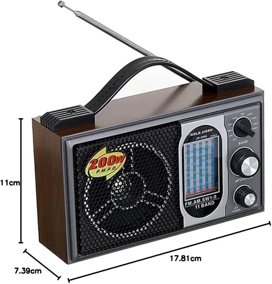 راديو محمول من ماركة جولد جينرو (Gold Jinru)، طراز JR-2008. 
الموجات المدعومة: يستقبل محطات FM، AM، و SW1-9 (إجمالي 11 نطاقاً).
الطاقة: يعمل عبر الكهرباء المباشرة (220 فولت) أو بواسطة البطاريات.
الميزات: يحتوي على هوائي تلسكوبي حساس، ومقبس لسماعات الأذن.
التصميم: يتميز بتصميم كلاسيكي مع مقبض للحمل


**إذا كنت صاحب هذا الإعلان وتريد حذفه لأي سبب، رجاءا أرسل رسالة إلى الدعم الفني**