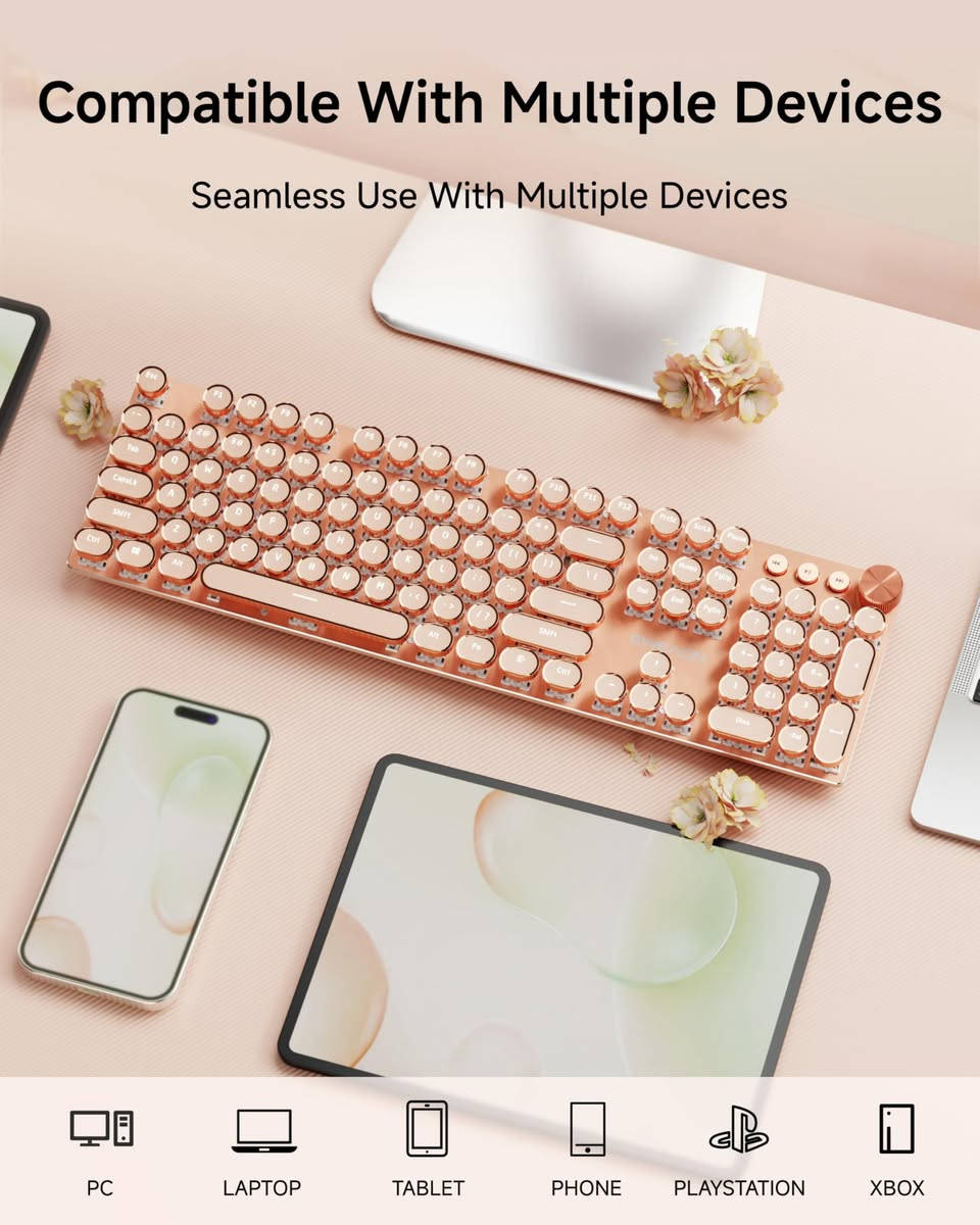 اسم العلامة التجارية SEUNKWANG
الأجهزة المتوافقة اللابتوب، الكمبيوتر، وحدة التحكم في الألعاب، التابلت، الهاتف الذكي
تقنية الاتصال 2.4 جيجاهرتز, USB-C, بلوتوث
وصف لوحة المفاتيح اللعب
الاستخدامات المُوصى بها للمنتج الأعمال, الاستخدام اليومي, اللعب, الوسائط المتعددة, برمجة, تعديل الصور, تعليم, شخصي
مميزات خاصة بإضاءة خلفية
【كيبورد ميكانيكية بنمط آلة كاتبة كلاسيكية】: تحتوي كيبورد الألعاب على مفاتيح ميكانيكية وردية مخصصة تتميز بملمس خطي سلس ومقاومة منخفضة دون الشعور بالارتطام اللمسي. تبدو أغطية المفاتيح الدائرية للكيبورد الميكانيكية البانك وكأنها آلة كاتبة كلاسيكية. تتميز أغطية المفاتيح بملمس غير لامع وملمس مطور وصوت هادئ عند الضغط على الزر برفق مما يمنحك شعورًا مريحًا بالكتابة ولمسة نقر ثابتة.
ثلاثة أوضاع اتصال: توفر لوحة المفاتيح اللاسلكية في 20 للآلة الكاتبة ثلاثة أوضاع اتصال، بلوتوث 5.0، وضع لاسلكي 2.4 جيجاهرتز، ووضع USB C سلكيًا. يدعم توصيل 5 أجهزة في نفس الوقت. اضغط مع الاستمرار على مجموعة مفاتيح FN و1/2/3/4/5 للتبديل بين BT1/BT2/BT3/2.4G/سلكيًا. يمكنك التبديل بين التابلت واللاب توب والهاتف في أي وقت. تلبي أي احتياجات للعمل والألعاب والدراسة.
【تحكم LED للوسائط المتعددة والإضاءة الخلفية】: لوحة مفاتيح ميكانيكية للألعاب مع مقبض وسائط متعددة للتحكم في مستوى الصوت والإضاءة، تحتوي لوحة المفاتيح بإضاءة LED الخلفية هذه على 19 تأثير إضاءة. اضغط على "Fn+1~8" لاختيار أوضاع الإضاءة الخلفية للعبة. 5 مستويات سطوع إضاءة خلفية قابلة للتعديل (Fn+Up/Down) والسرعة (Fn+يسار/يمين). ثلاثة أزرار صوت بجانبها يمكنها ضبط الأغنية السابقة والأغنية التالية والإيقاف المؤقت.
【104 مفتاح بخاصية الاستجابة لضربات مفاتيح متعددة】: تعتمد لوحة مفاتيح الألعاب الميكانيكية هذه على تقنية الاستجابة لضربات مفاتيح متعددة لجميع المفاتيح. عند الضغط على مفاتيح متعددة في نفس الوقت، يمكن للكيبورد بنمط الآلة الكاتبة تحديد كل مفتاح بدقة، وتجنب تعارض المفاتيح والأخطاء. مشكلة اللمس. سواء كانت الكتابة عالية السرعة تعمل أو تستمتع باللعب، يمكنك تجربة إدخال دقيق وسلس.
【توافق واسع مع ماك / ويندوز】: لوحة مفاتيح الآلة الكاتبة في 20 مزودة بثلاثة أوضاع، ثلاثة قنوات بلوتوث، 19 تأثير إضاءة، تصميم مظهر الآلة الكاتبة. مجهزة بخطوط كابل من النوع سي. توفر خطوط النوع سي لكيبورد ألعاب الكمبيوتر نقل أكثر استقرارًا لتقليل وقت الاستجابة والاستجابة بسرعات عالية، لا حاجة إلى برنامج تشغيل أو برنامج، وهي مناسبة لأنظمة ويندوز 7/8/10/XP/Vista لينكس وماك او اس.
【لوحة معدنية وأغطية مفاتيح بانك مطلية بالكهرباء】: لوحة كيبورد الألعاب الآلة الكاتبة مصنوعة من خليط معدني من الألومنيوم عالي الجودة، مع نسيج معدني غير لامع، قوي بما يكفي لحمايتها من الخدوش. تم تصميم أغطية المفاتيح العائمة بعناية باستخدام تقنية الطلاء المعدني، مع ضوء أحادي اللون فريد يجعل الكيبورد الخاص بك يبدو مذهلاً على الفور، ويعزز شعور كيبورد الآلة الكاتبة الكلاسيكية

السعر 40,000 دينار 
يتوفر توصيل لجميع محافظات العراق


**إذا كنت صاحب هذا الإعلان وتريد حذفه لأي سبب، رجاءا أرسل رسالة إلى الدعم الفني**