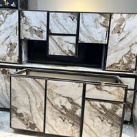 كاونتر المنيوم تزكام قياس مترين ونص 3 قطيع  مع ملحق سنك مرمر متر ونص  ...