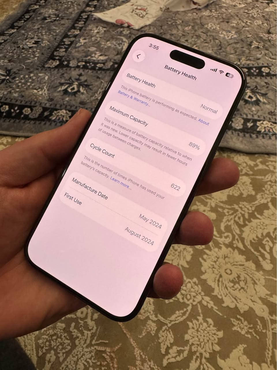 ئايفؤن ١٥پرؤ ١٢٨گيگا ١سيم ١٠٠سه د خاوين به زه ماني ١مانگ سعر ٥٥٠دؤلار *********** حلبجة, السليمانية
