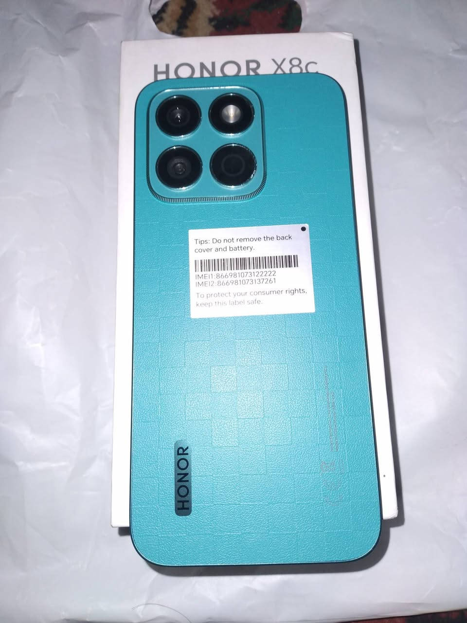 السلام عليكم 

هونر X8c اخو جديد نسخة الجلد المميزة
جميع الملحقات +كفر

ذاكره 512

جهاز راقي استخدام كلش قليل.. شحن راقي ..صوت
 عالي . سلاسه فول . 📸 كاميرات راقية 

ملاحظة.  فقط بدلت بيت سيم كارت لان ضاع وبدلته وكسر قليل بلجامه الكاميرا مامأثرة ابد تجي وتفحص 

السعر . 210 الف وبيه مجال قليل 
المكان الأمن الداخلي 
 رقمي .
***********

