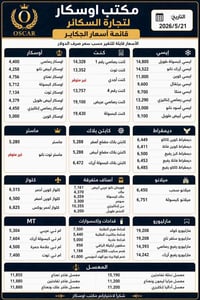مكتب اوسكار لتجارة السكائر  📅 2026/5/21 💸 أسعار منافسة تتغير حسب صرف ا...