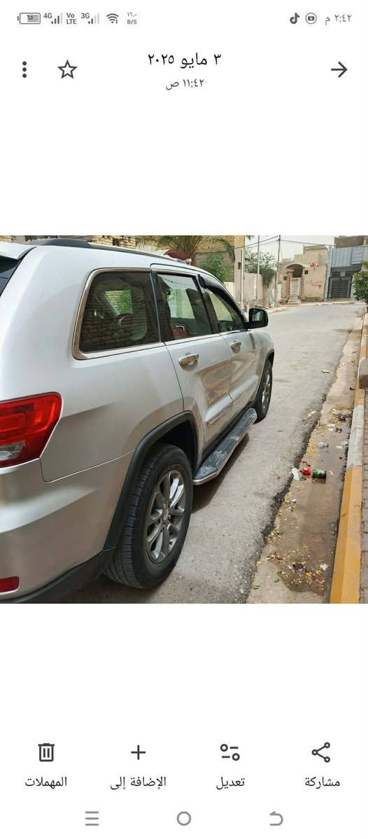 للبيع جيب شيروكي لاريدو رقم انكليزي مداور ثاني يوم 

وارد امريكا حادثه ربع البنيد مكينه 3600 6 سلندر سياره جاهزه 

وجديده غرفه جديده موديل 12 العنوان بابل القاسم رقم 

                            ***********
