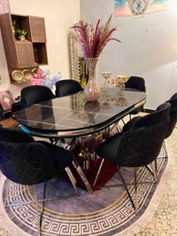 ميز طعام مرمر جديد 6 مقعد سعر 425 تواصل 07875843828