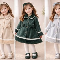 طقم عيد بناتي • قلب فروه • مقاسات ٢-٤-٦