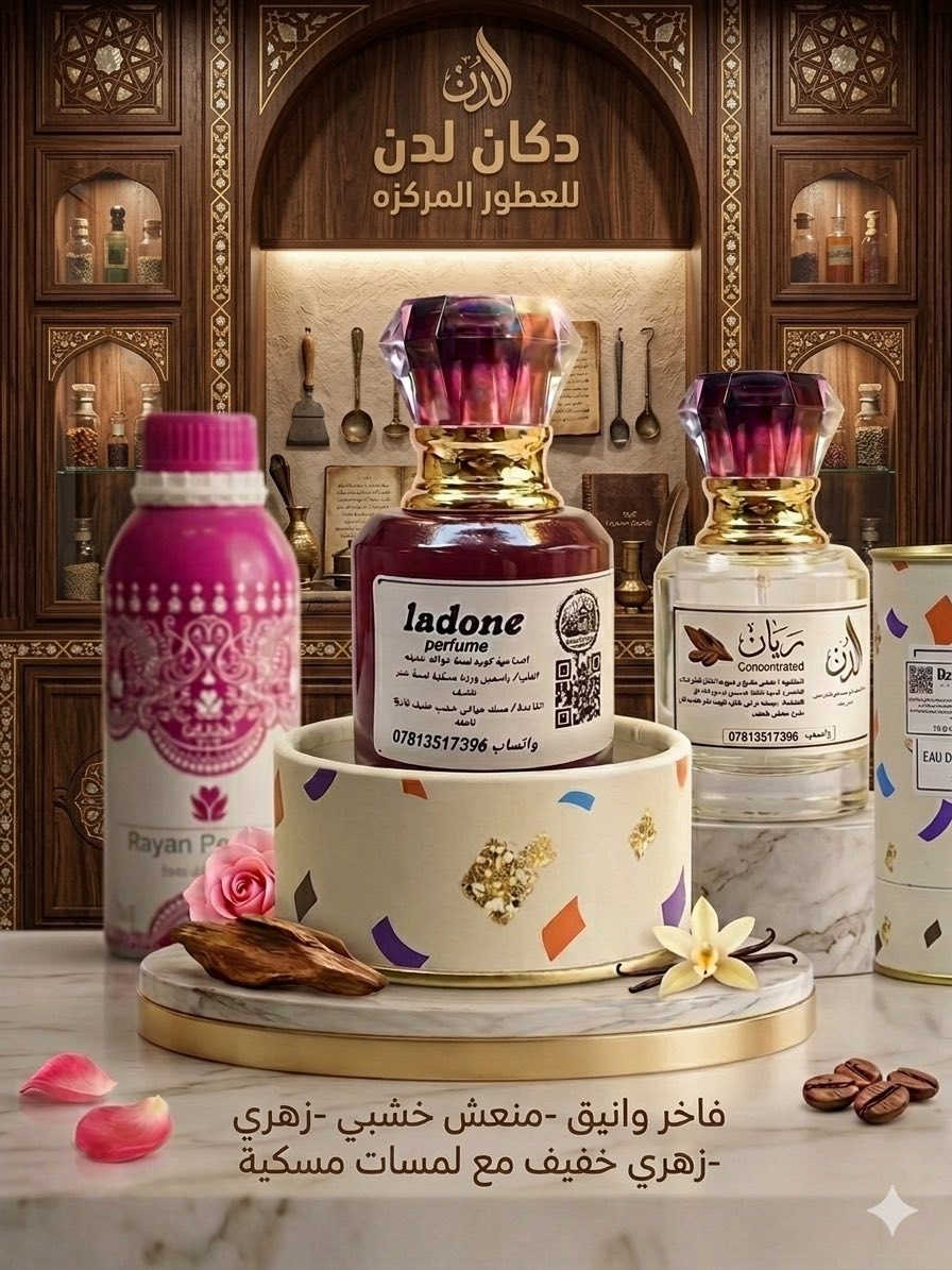 عالمٌ من الأناقة.. في "دكان لدُن" 🏺✨
لأن العطر ليس مجرد رائحة، بل هو "هوية" تسبق حضورك، جمعنا لك في دكان لدُن نخبة من الروائح التي تحكي قصتك في كل مناسبة:
• عقيق: لِفخامة تفرض هيبتها وأصالة لا تُنسى.
• رتاج: لنعومة حريرية وإحساس يفيض بالأنوثة والهدوء.
• ريان: عنوان الجاذبية المعاصرة والتوازن المثالي.
• لدُن: عبق التراث الممزوج بروح العصر.. توقيعنا الخاص.
• لوان (Luwan): انفجار من الحيوية والانتعاش بلمسة عسلية ساحرة.
• أفنان (Get It Girl): القوة والجرأة في زجاجة..
🦋للحجز واتساب ***********
