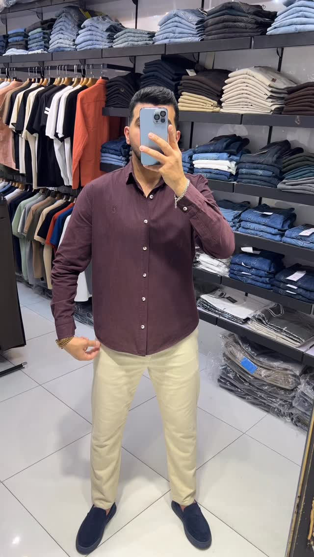 قميص ماركه خامه قطن ٥٠٪؜ للن ٥٠٪؜ متوفر(10 لون✅)
قياسات S M L XL XXL قياس المعروض L
بنطرون ماركه قياسات من 30 إلى 40 
المنشئ تركي 🇹🇷 
توصيل بغداد 5 الف  توصيل محافظات 5 الف
العنوان بغداد مول زيونه طابق الاول 
التواصل دايركت او واتساب ***********
