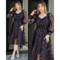 فستان ميدي • تول كلوش مبطن • مقاسات ٣٨–٤٦