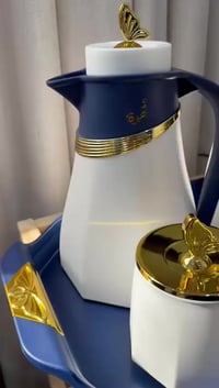 طقم ترمس • زجاج وردي • يحفظ حرارة ١٢س