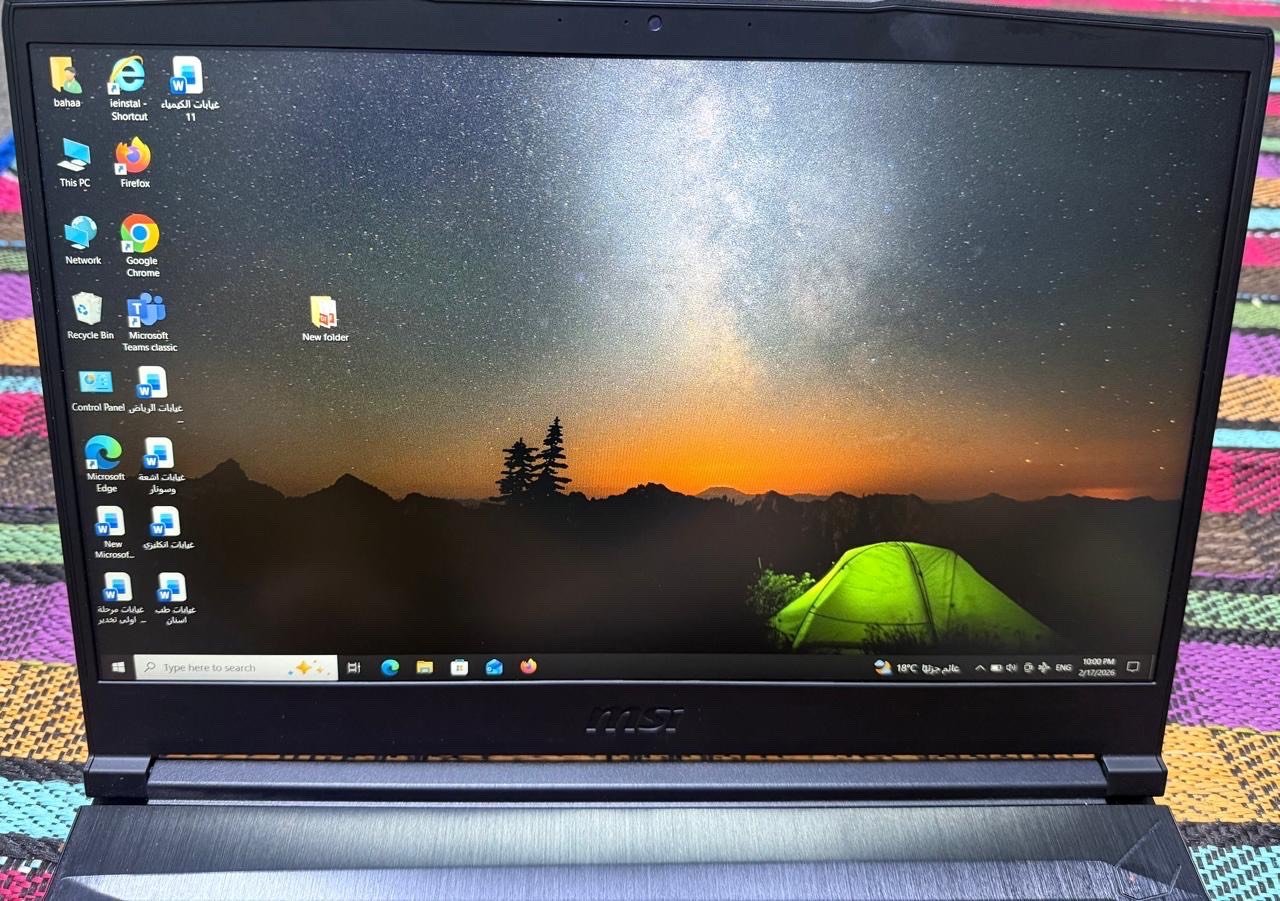 سلام عليكم اخوتي حاسبه MSI معالج انتيل كور اي 7 جيل 12 كرت شاشه انفديا 2050 RTX رامات 16 الهارد واحد تيره استخدام قليل شهر واحد سعر مليون و 300 الف بيها مجال 
مميزات الحاسبه

تصميم نحيف وخفيف (حوالي 1.86 كغم) سهل الحمل  

⚡ الأداء القوي
	•	معالج Intel Core i7 جيل 12 قوي جدًا للبرامج الثقيلة والألعاب  
	•	كرت شاشة RTX 2050 مناسب للألعاب والتصميم والمونتاج  
	•	رام 16GB تسمح بتشغيل عدة برامج بدون بطء  
	•	SSD سريع يقلل وقت التشغيل والتحميل



� مناسب للألعاب


	•	 
	◦	PUBG ✔️
	◦	GTA V ✔️
	◦	Fortnite ✔️
	◦	Warzone ✔️
	•	

شاشة 144Hz تعطي سلاسة عالية في الألعاب  



️ شاشة ممتازة
	•	شاشة 15.6 بوصة Full HD واضحة جدًا  
	•	IPS تعطي ألوان جيدة وزوايا رؤية واسعة  
	•	مناسبة للألعاب، الأفلام، والتصميم

⸻

🔌 مميزات إضافية
	•	Wi-Fi 6 سريع للإنترنت  
	•	منافذ كثيرة (USB-C، HDMI، USB-A)  
	•	يمكن ترقية الرام والتخزين لاحقًا  
	•	مناسب للدراسة، الألعاب، التصميم، والبرمجة

⸻


رقمي *********** متواجد فيس و واتساب