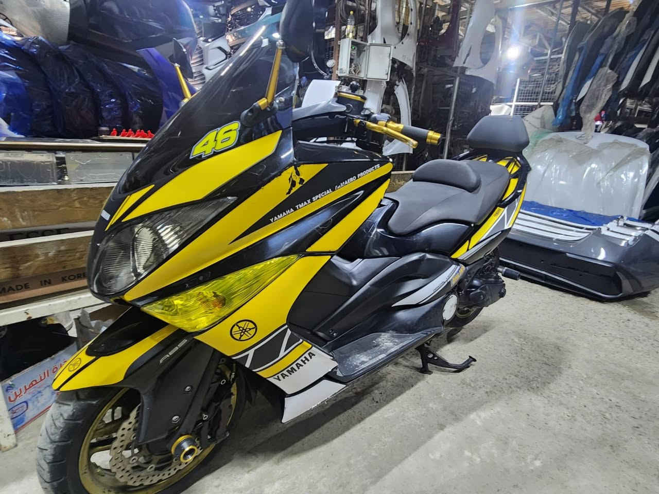 السلام عليكم تي ماكس موديل 2011   دراجة رنبه مماشيه بلعراق مجرد بدلت دهن ودرت بانزين شغلتهة بيهة هواي غراض تزويد ماعرف الهن 

العنوان سوق بغداد القصر الابيض 

رقم ***********
