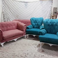 انتريه مودرن • 2 كنبة • 2 كرسي خشب زان