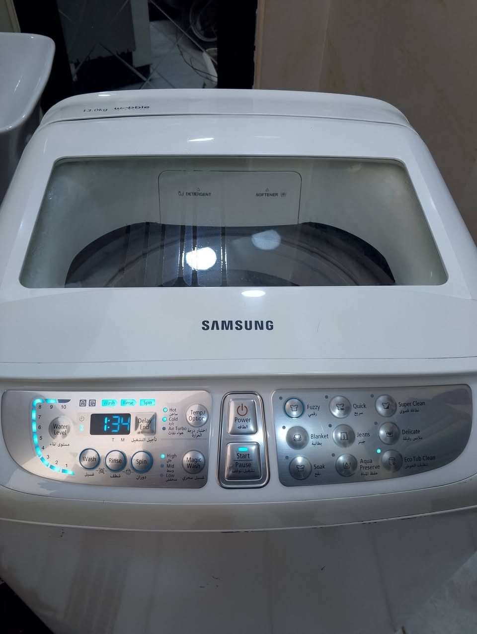 سلام عليكم غساله  سامسنك فول للبيع وشرط الفحص والضمان نضافه 95 بل ميه حجم الكبير السعر 450 وبيها كربلاء حي العباس مجال للستفسار اتصل ***********
