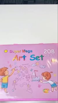 حقيبة رسم • ٢٠٨ قطعة • وردي وأزرق