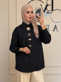 قميص سواد فاحم • فري سايز • بسماية