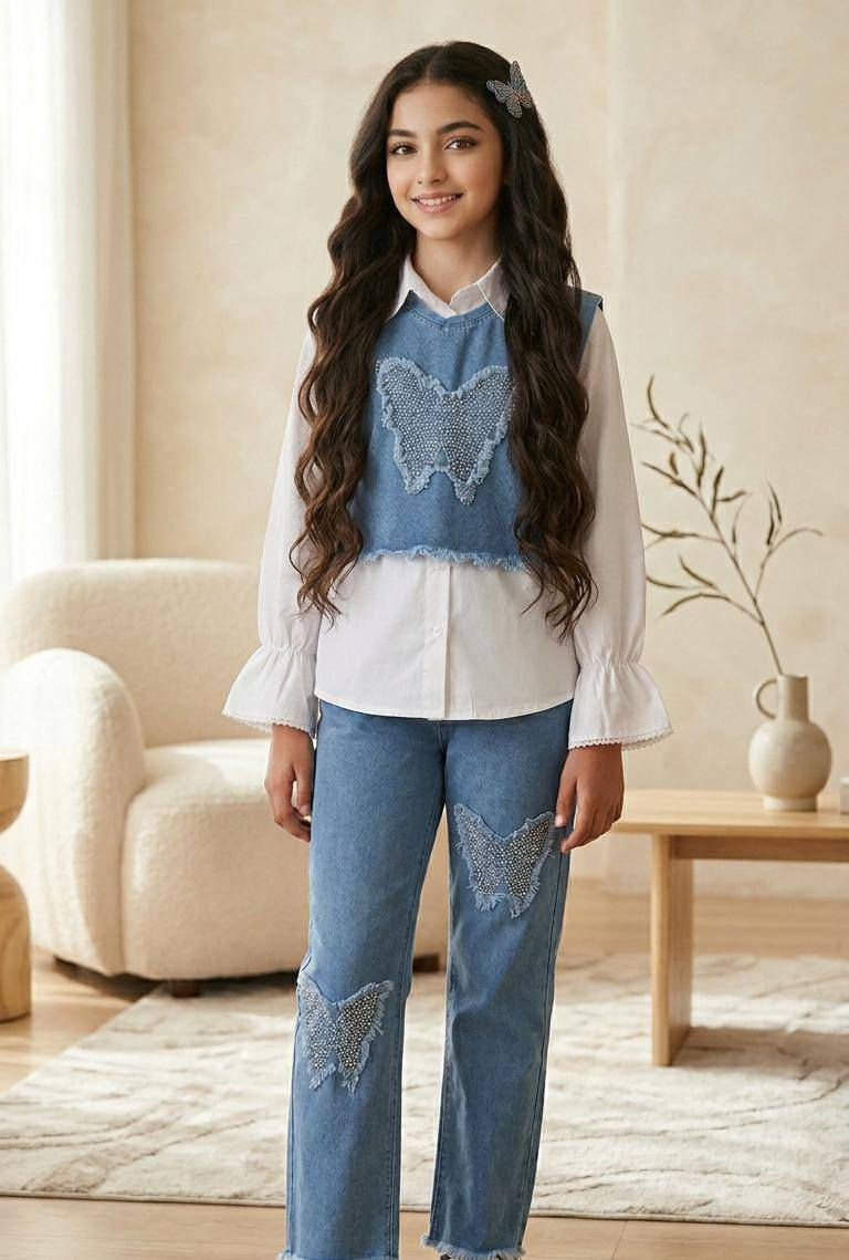 🦋 كشخة العيد كملت ويا "فراشة الأناقة"! 🦋
​لأن بنوتج تستاهل تبرز بأحلى إطلالة بيوم العيد، وفرنالكم أرقى بدلة بناتي تجمع بين النزاكة والعصرية.. التصميم اللي راح يخلي الكل يسألج "منين جبتيها؟"
​✨ تفاصيل الطقم:
​القميص: باللون الأبيض الملكي مع ردن "كلوش" ونهايات مطرزة تطي نزاكة خيالية.
​الصدرية (الفيست): جينز ثلجي بتصميم "كروب" عصري، يتوسطه فراشة مرصعة بالفصوص البراقة مع أطراف "شراشيب" مودرن.
​البنطلون: جينز مريح جداً، مكمل بنفس لمسة الفراشات البراقة ليكون الطقم متناسق ١٠٠٪.
​الهدية: متوفر ويا الطقم قراصة شعر (ماشات) على شكل فراشة حتى تكمل الكشخة!
​💰 السعر والمزايا:
​السعر: فقط 20,000 ألف دينار (وبي مجال وتدللون، ما نختلف وياكم!)
​التوصيل: متوفر خدمة توصيل سريعة لكل مكان.
​📍 العنوان: ديالى - جلولاء
📞 للحجز والاستفسار واتساب أو اتصال: ***********
​سارعي بالحجز قبل نفاذ الكمية، العيد قرب والجمال ما ينتظر! 🏃‍♀️💨
