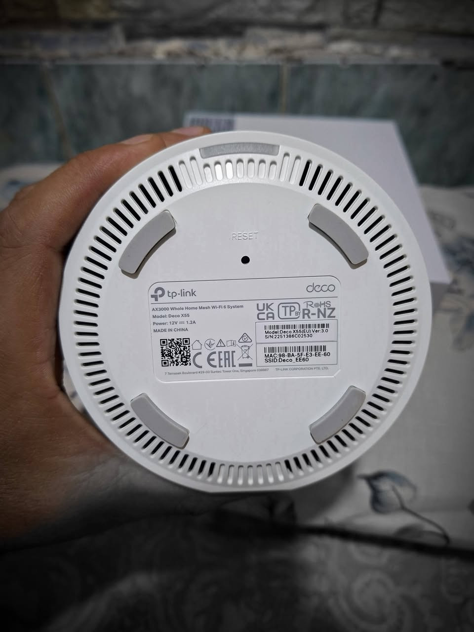 مجموعة راوترات للبيع
1 - ديكو ax55 قطعة واحدة 
جديد غير مستخدم 
السعر 75 الف

2 - تي بي لنك ارشر ax55
مستخدم يوم واحد يعني جديد
السعر 65 الف

3 - تي بي لنك ارشر c80 مستخدم 
السعر 25 الف

4 - يو بي اس 850w
ماركة تايكر جديد غير مستخدم
السعر 30 الف

مكاني بغداد / الحرية / ***********
