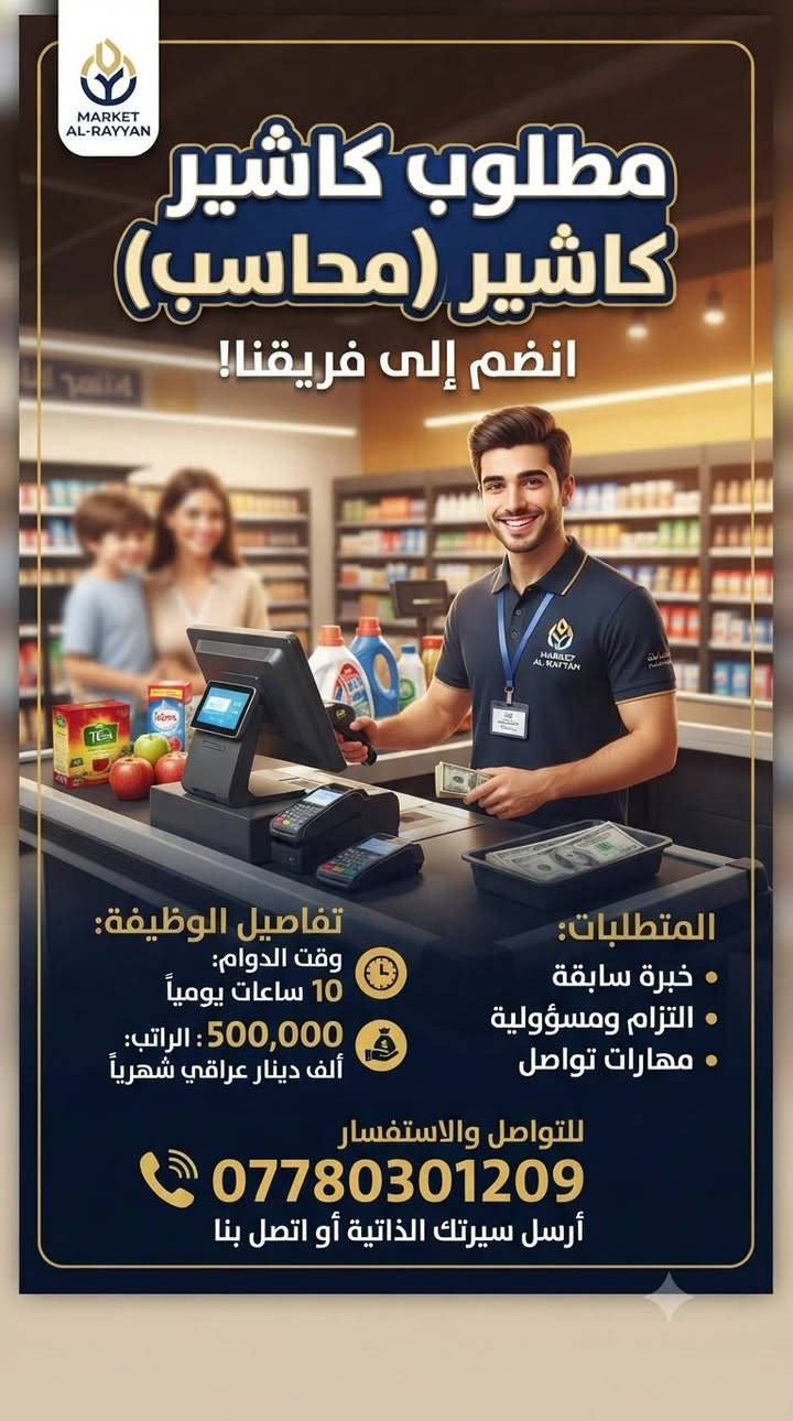 محتاجين عمال داخل بغداد سكن متوفر + طعام. اللي يدور علا فرصة عمل. يراسلني. مراحب عيوني. للاستفسار عن الوظيفه. راسل الموظف(***********)
