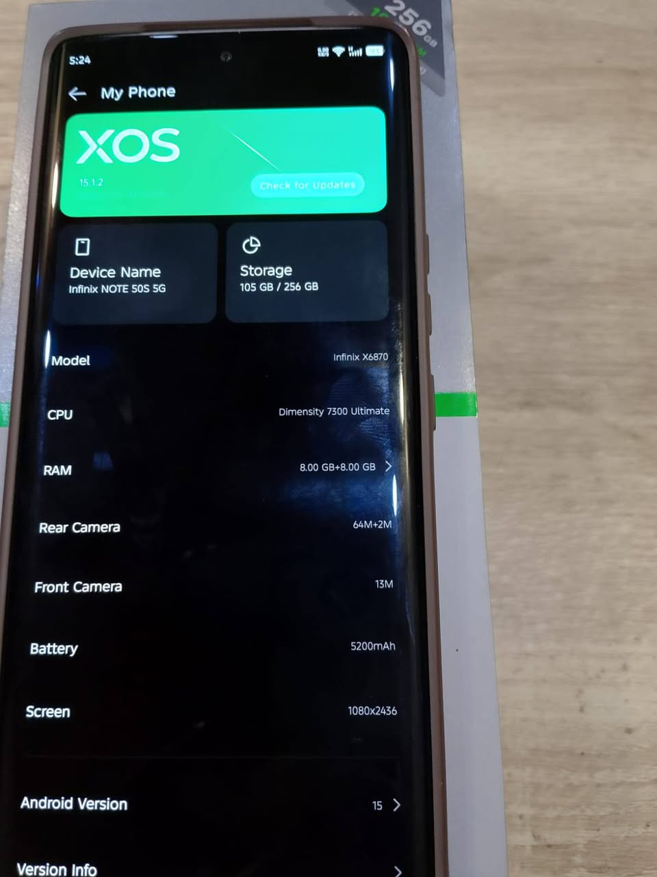 INFINIX NOT 50 5G
الجهاز للبيع بسعر 320 ألف دينار 
معالج من قوي يشغل ببجي ١٢٠ فريم وشاشه بتردد ١٤٤ هيرتز ايمولد منحيه الجوانب كفر وشاحنة التلفون الاصليات موجودات و الجهاز نظيف جداً مابي أي خدوش 
باقي التفاصيل بالصورة 
مكاني كوفة حي ميسان تقاطع البوريات 
للتواصل ***********
