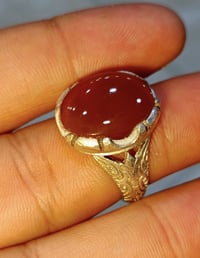 خاتم عقيق مشمشي • فضة ٩٢٥ • أحجار ومحابس