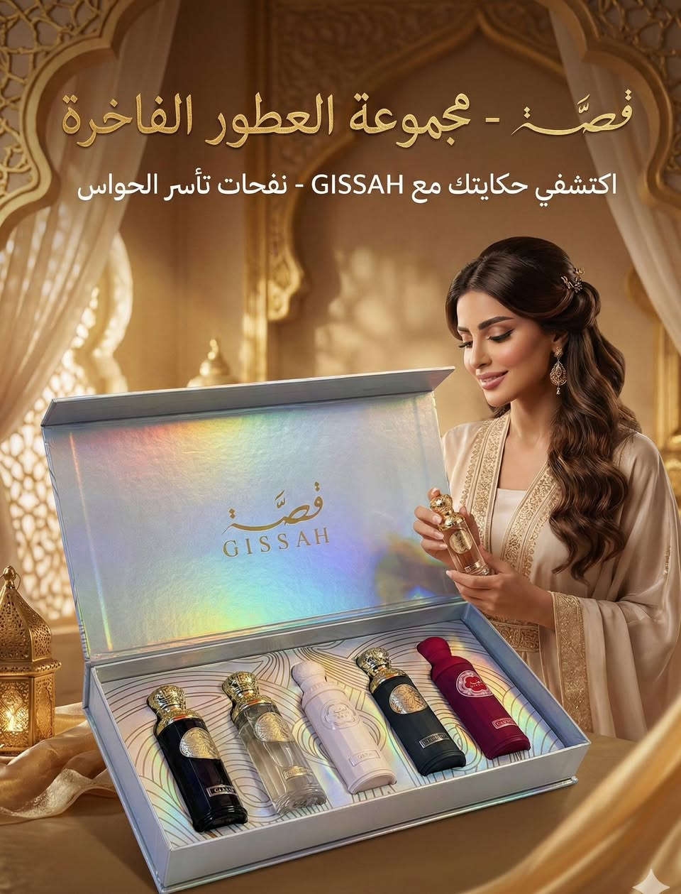 مجموعة عطور "قصة" (Gissah). 
"قصة"

 هي علامة تجارية كويتية متخصصة في العطور الشرقية عالية الجودة. 

تتميز المجموعة بتصميم زجاجات أنيق ومختلف الألوان، مع تركيز على الروائح الهادئة والفاخرة. 

تتوفر منها عطور مركزة مثل "إمبريال فالي" و"صحارى". 

يمكن أن يتجاوز ثبات بعض أنواعها 24 ساعة على الجسم. 

السعر 20  الف 

توصيل جميع المحافظات 4 الاف


**إذا كنت صاحب هذا الإعلان وتريد حذفه لأي سبب، رجاءا أرسل رسالة إلى الدعم الفني**