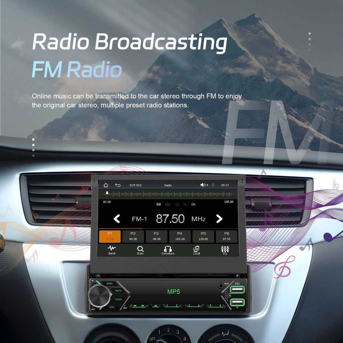 شاشة لمس: شاشة ملونة تدعم اللمس للتحكم في الوظائف، وغالبًا ما تكون بحجم 7 بوصة.
الاتصال: تدعم ميزات Apple CarPlay و Android Auto لتوصيل الهواتف الذكية وعرض شاشتها. 
الوسائط: تشغيل الموسيقى والفيديو عبر البلوتوث (BT)، منفذ USB، ومدخل AUX. 
الراديو: استقبال موجات راديو FM/AM. 
الميزات الإضافية: تحتوي على تطبيق حاسبة، إعدادات للنظام، ومعادل صوت (EQ).متوفر توصيل


**إذا كنت صاحب هذا الإعلان وتريد حذفه لأي سبب، رجاءا أرسل رسالة إلى الدعم الفني**