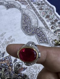 ياقوت احمر فول فحص عل الجهاز خاتم فضه ثقيل مع ذهب عيار21) 07700541862