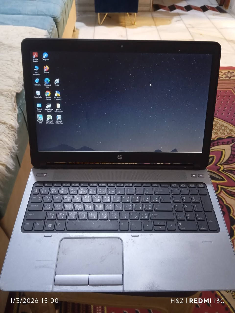 لابتوب hp للبيع Cor  i7 نظيف شحن فول ضمان بطاريه واي فاي سيدي نظام وندوز 10 السعر 150 مكان ناصريه ***********

