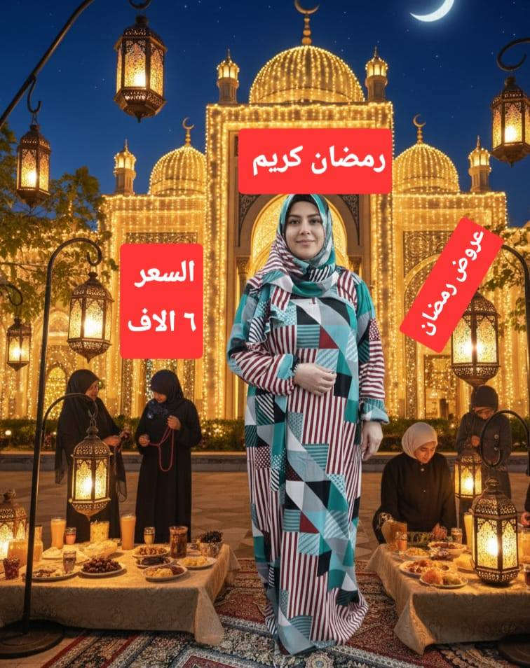 مبارك عليكم الشهر. 
 عروض رمضان.  عروض الرحمه. 
اقمشه عالية الجوده
توصيل اي مكان 5 الاف.


**إذا كنت صاحب هذا الإعلان وتريد حذفه لأي سبب، رجاءا أرسل رسالة إلى الدعم الفني**