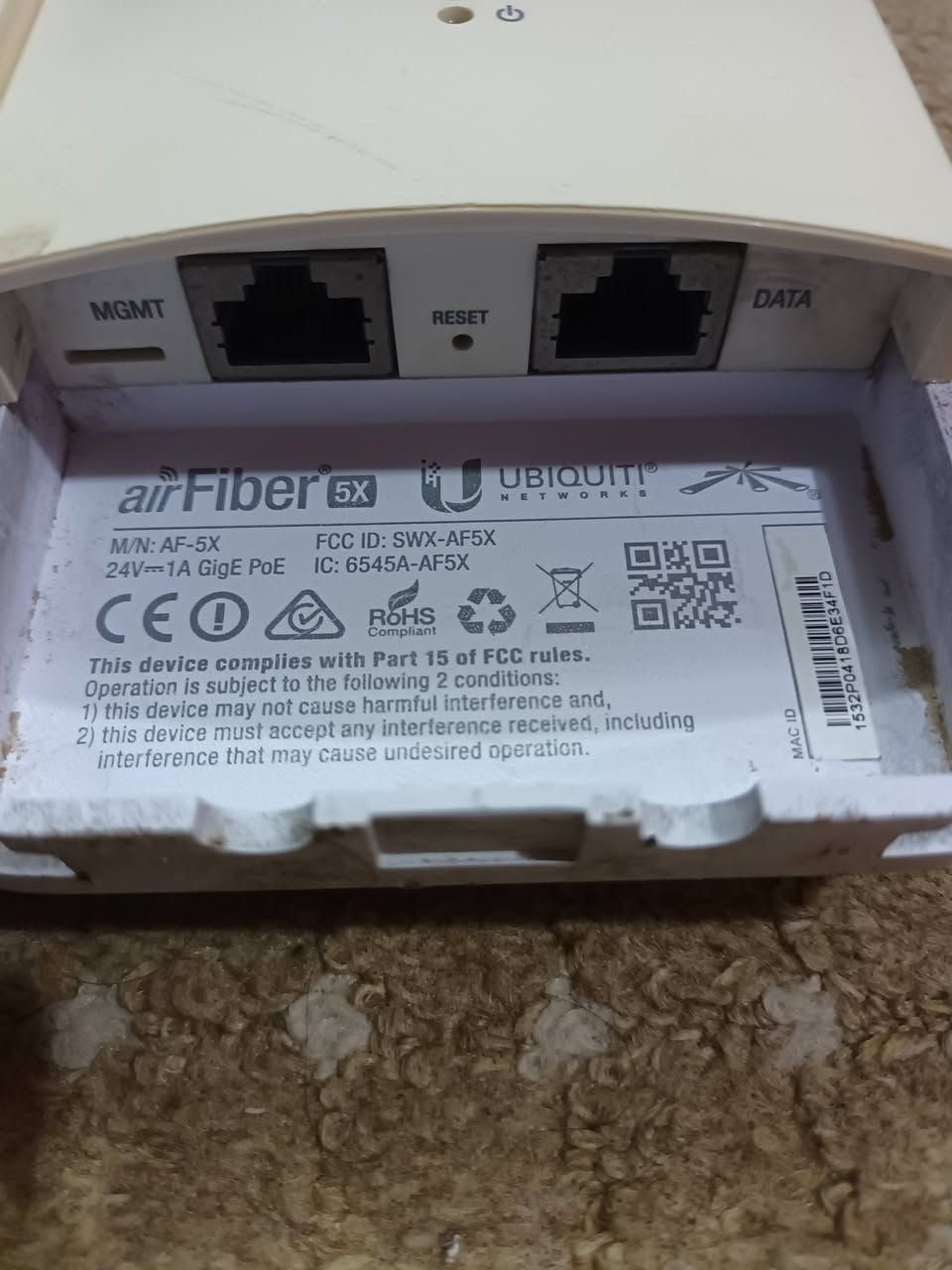 سلام عليكم متوفر 3قطع 5X

Ubiquiti airFiber 5X
واحد شغال وثاني فقط كلوبات وثالث طافي 

لتواصل وتساب فقط ***********
مكاني بغداد العماري ماعندي توصيل
