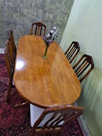 ميز طعام • ٦ كراسي • خشب صاج