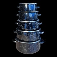 طقم قدور مينا • 5 قطع • أغطية زجاجية