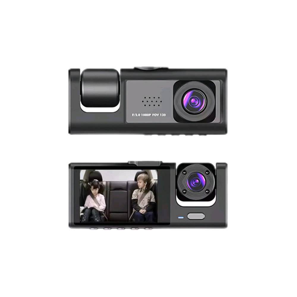 تصميم مدمج وسهل التركيب

تسجيل ثلاثي الكاميرات:
 أمامية 1080P
 داخلية 720P
 خلفية 720P
 جودة فيديو فائقة الوضوح بدقة 1920×1080P
 
التقاط لوحات السيارات وعلامات الطريق بوضوح

شاحن Type-C حديث 2 في 1: مستقر وسهل الاستخدام

تقنية WDR: تعديلات تلقائية على الإضاءة في مختلف ظروف الإضاءة

كاميرا الرؤية الخلفية الذكية تعطي رؤية واضحة أثناء القيادة

تقليل زاوية الرؤية تلقائيًا عند الركن لعرض أقرب للأجسام الخلفية

تسجيل حلقي تلقائي
الكتابة فوق الفيديوهات القديمة عند امتلاء الذاكرة
حماية الفيديوهات المهمة (مثل حوادث الاصطدام)

محتويات الصندوق:
 1. كاميرا المسجل
 2. شاحن Type-C 2 في 1
 3. كاميرا خلفية مع كابل 6 متر
 4.أدوات التثبيت

الابعاد : الطول 10cm العرض  4cm