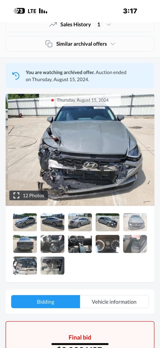 السلام عليكم سوناتا موديل 23 وارد امريكي 
رقم بغداد مكينه 2500 فول بدون فتحه 
كير دكم رادار شاشه دجتل هند بريك دكمه
جنطه دكمه حساسات باقي المواصفات الي 
معروفه جميع صور الحادث بالمنشور
شاصي لغد كفاله العنوان بغداد تحويل 
ثاني يوم بئسمي السياره بدون نقص 
***********
