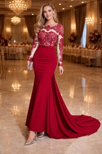 فستان مبطن • مقاس ٤٠/٤٢ • وشاح طويل