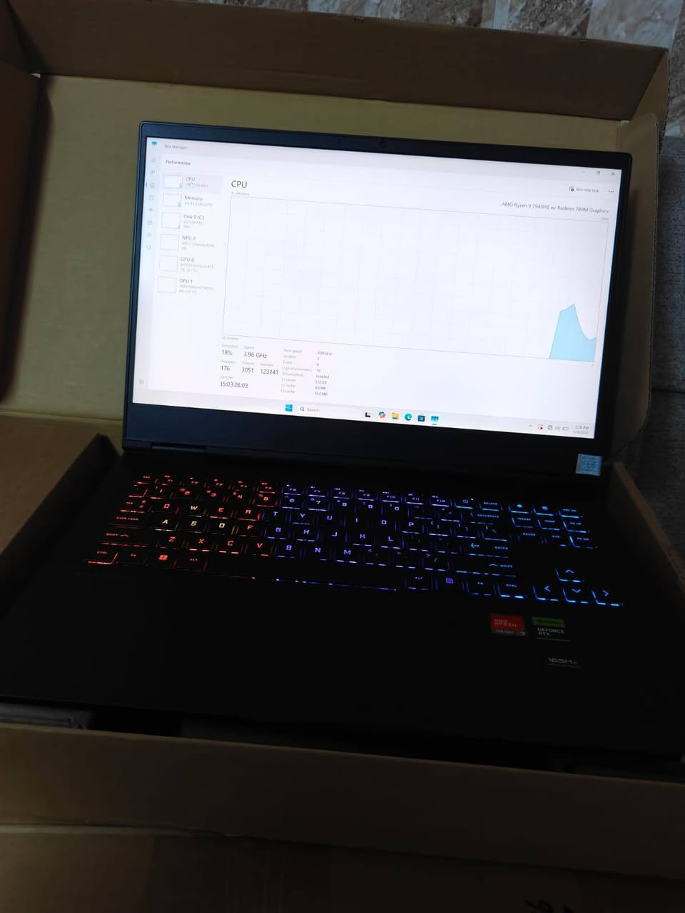 HP Omen 16 (Dark Blue)
المعالج:
AMD Ryzen™ 9 7940HS (Radeon™ 780M Graphics)
كرت الشاشة:
NVIDIA® GeForce RTX™ 4070 (140W TGP)
الرام:
16GB DDR5
التخزين:
1TB SSD (SK hynix)
الحالة/الشاشة:
Open Box / شاشة 16.1 انش hz165  / اللون الأزرق الداكن المائل للبنفسجي
مليون و 800 قفل شامل التوصيل
