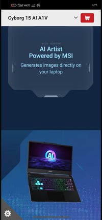 جهاز لابتوب msi ( cuborg 15 Ai a1v)  للبيع مده الاستخدام شهر واحد فقط ...