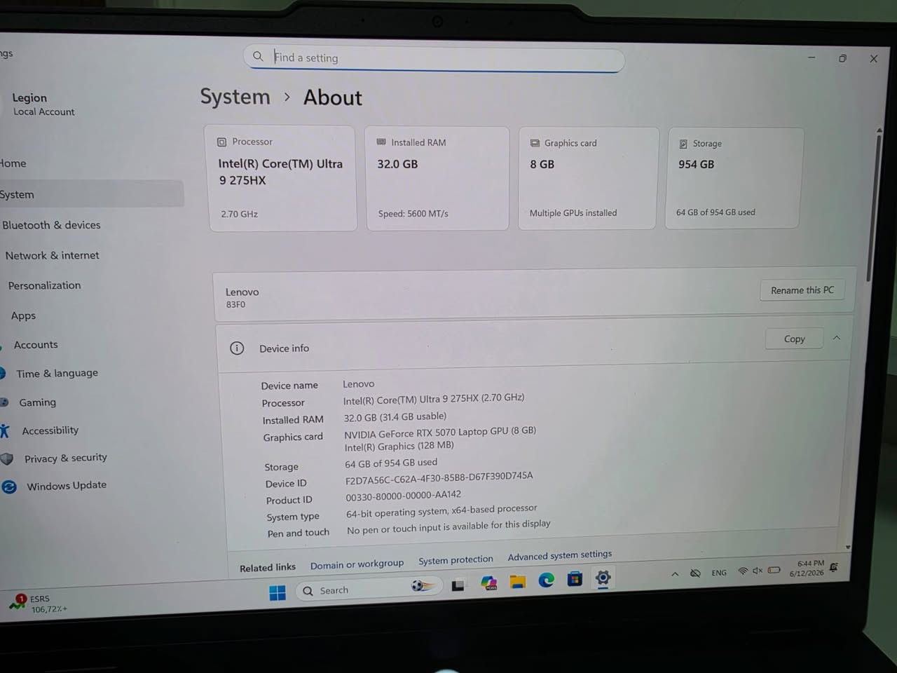 Legio 5 15irx10
Ultra 9 275hx
32gb
1tb
Rtx 5070

💸 price: ❓❓❓


**إذا كنت صاحب هذا الإعلان وتريد حذفه لأي سبب، رجاءا أرسل رسالة إلى الدعم الفني**