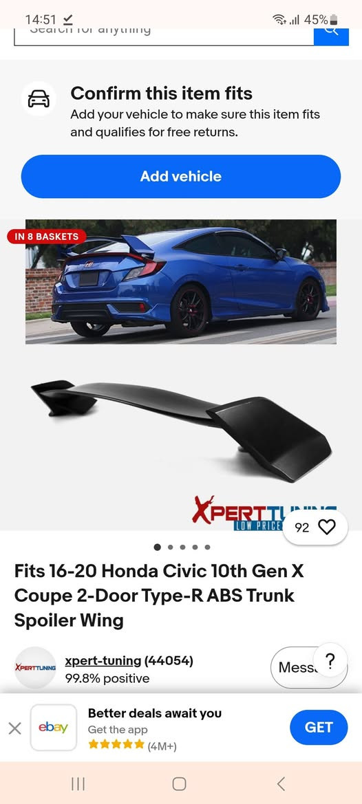 سلام عليكم متوفر جناح HONDA CIVIC-TYPE R نفس الي بل صوره
سلاو برايان بالي هوندا CIVIC-TYPE R به ر ده سته

-***********
